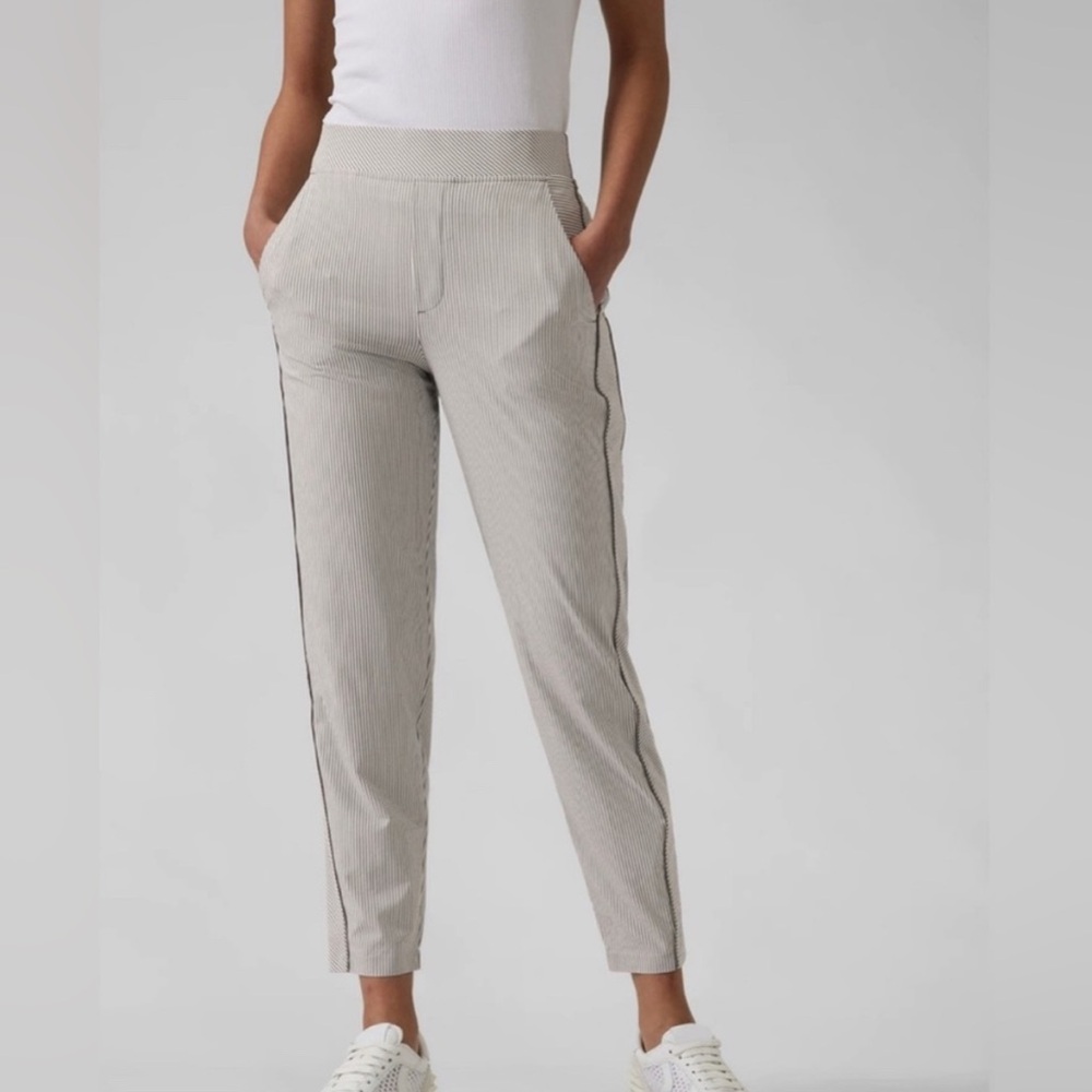 Athleta Brooklyn Ankle Pants, Pinstripe, 10